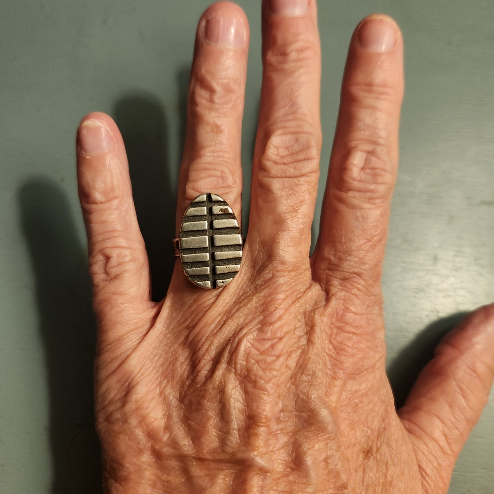 Vintage Henry Steig Modernist Rare Sterling Silver Grid Ring.
